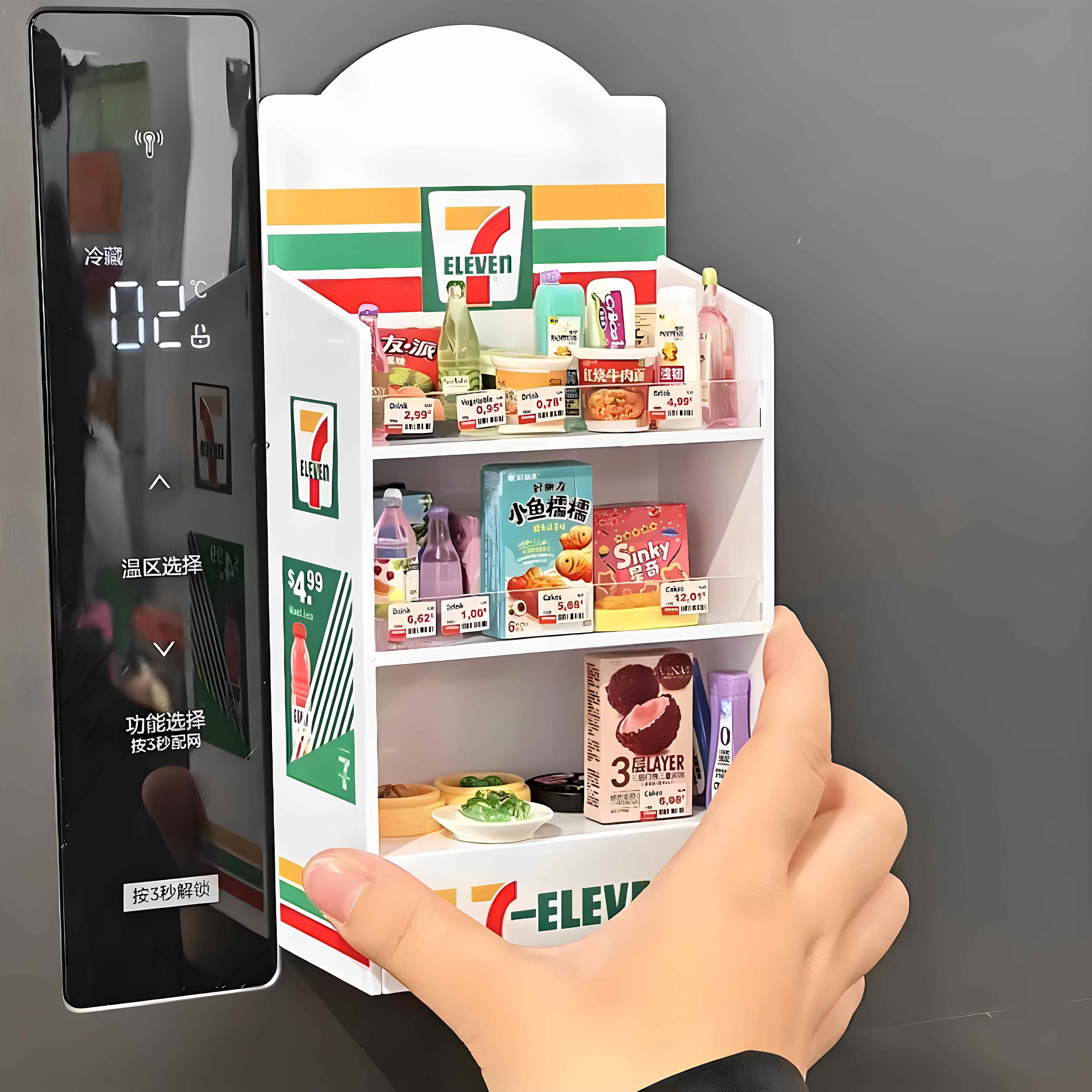 711货架冰箱贴创意迷你便利店立体可爱厨房冰箱装饰便利店磁吸贴