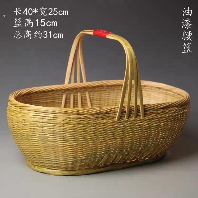 竹篮子农村老式覆古精美竹编收纳篮轻奢可携式竹篓农村竹篮子