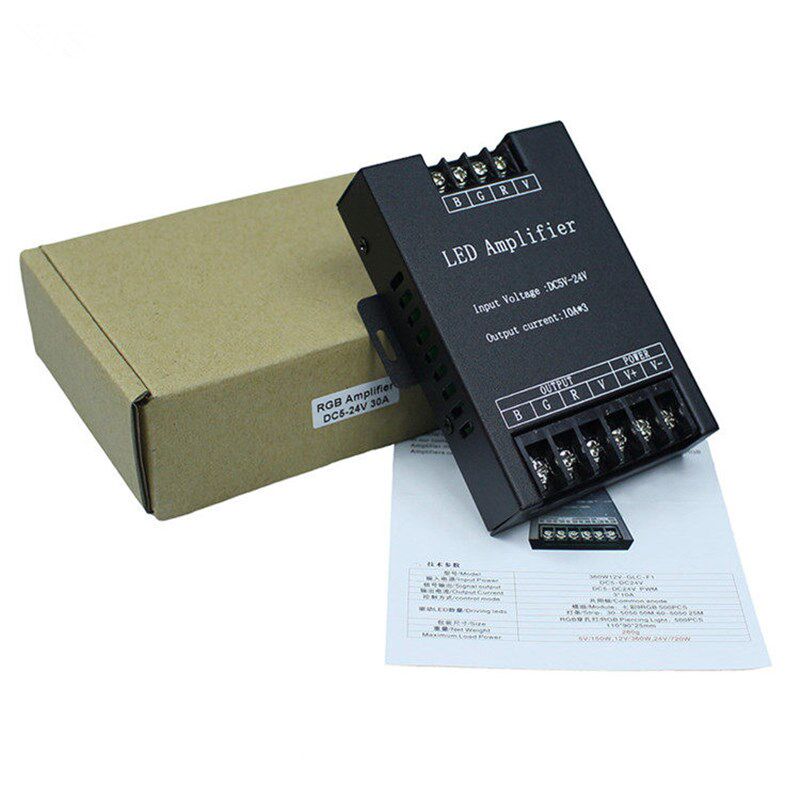 5V-24V功率放大器LED灯带七彩控制器 12V30a讯号放大器中继器360W