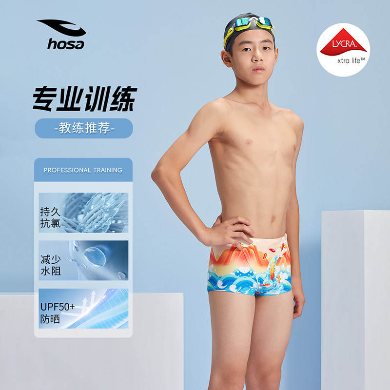 浩沙中大童男孩竞速泳裤