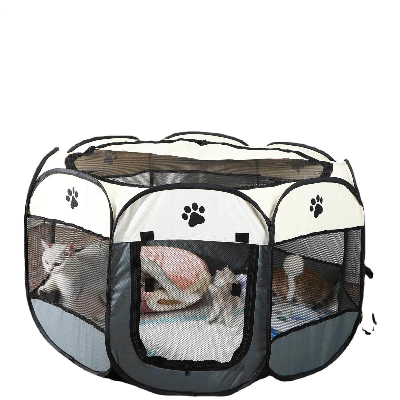 猫产房猫窝 八角宠物栅栏狗窝户外帐篷可折叠宠物孕期产房亚马逊