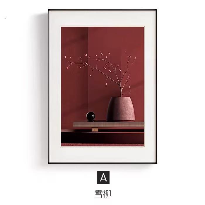 新中式中国风红蓝装饰画客厅沙发背景墙挂画故宫建筑卧室餐厅壁画
