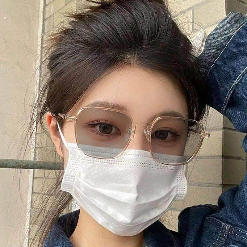 自动感光变色眼镜女近视超轻冷茶色高颜值大框素颜神器显瘦平光镜