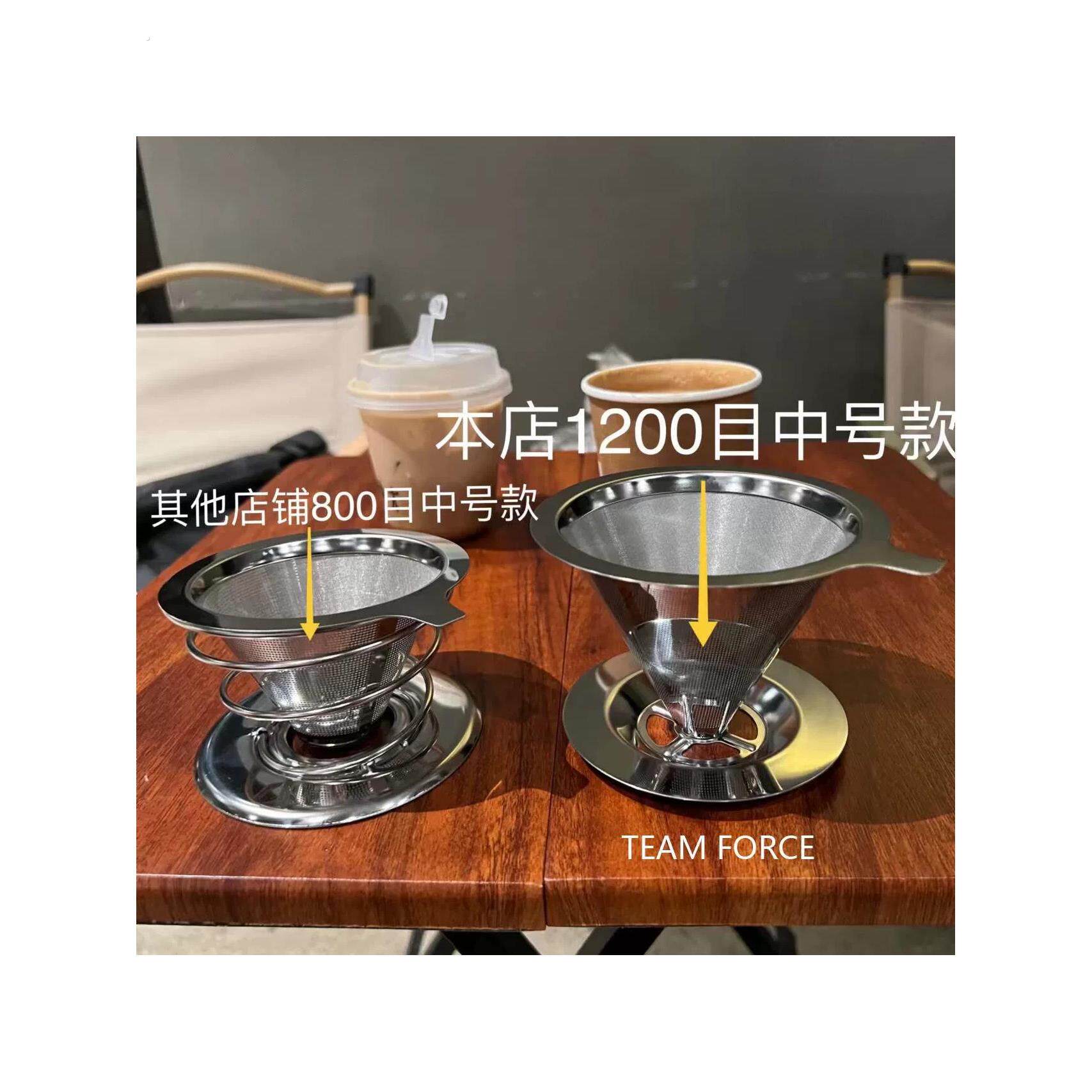 手冲咖啡过滤网不锈钢咖啡壶滴漏式滤杯咖啡漏带底座免滤纸过滤器