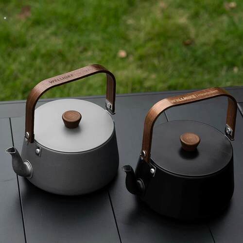 户外轻野茶壶钛灰色烧水茶具露营卡式炉煮茶壶可携式野炊2024新款
