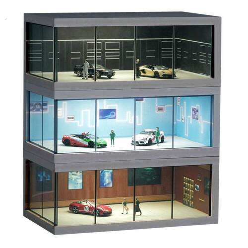 1比64车模展示盒1:64汽车模型场景收纳展示盒压克力汽车展厅停车