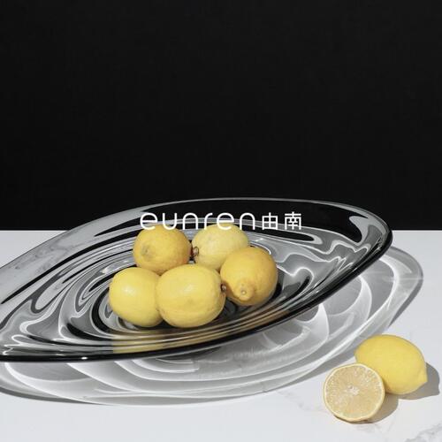 甄选简约现设计师风格玻璃水果盘客厅茶几餐桌面创意托盘收纳盘摆