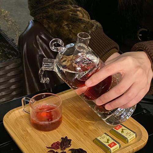 甄选创意分享杯红酒杯酒吧个性双层鸡尾酒杯饮料杯双管玻璃杯咖啡