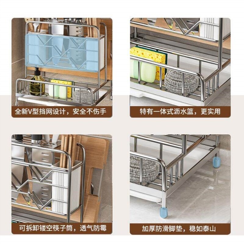 菜板专用放置架304不锈钢刀架菜板架一体筷子筒厨房砧板刀具收纳