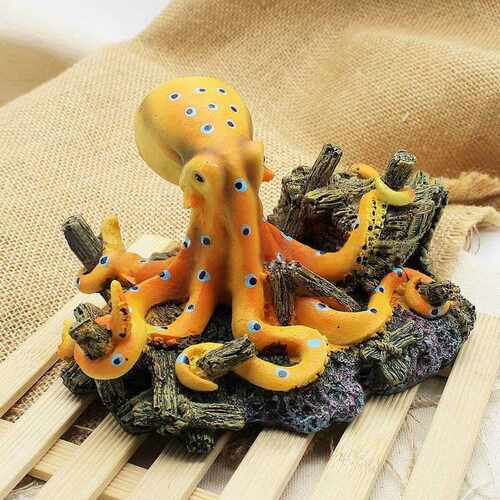 鱼缸造景水族装饰摆件动物假山 树脂工艺品 家居摆件仿真章鱼