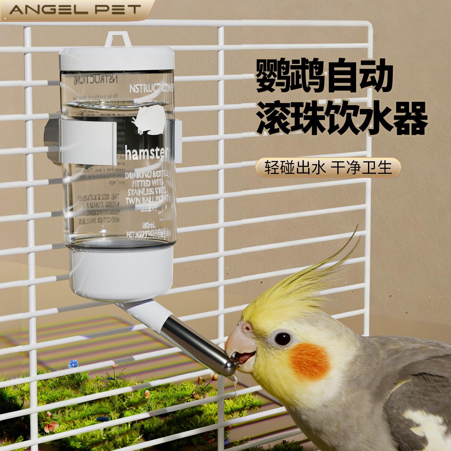 鹦鹉饮水器小鸟撞针水壶自动滚珠喂水神器防漏鸟笼虎皮玄凤专用品