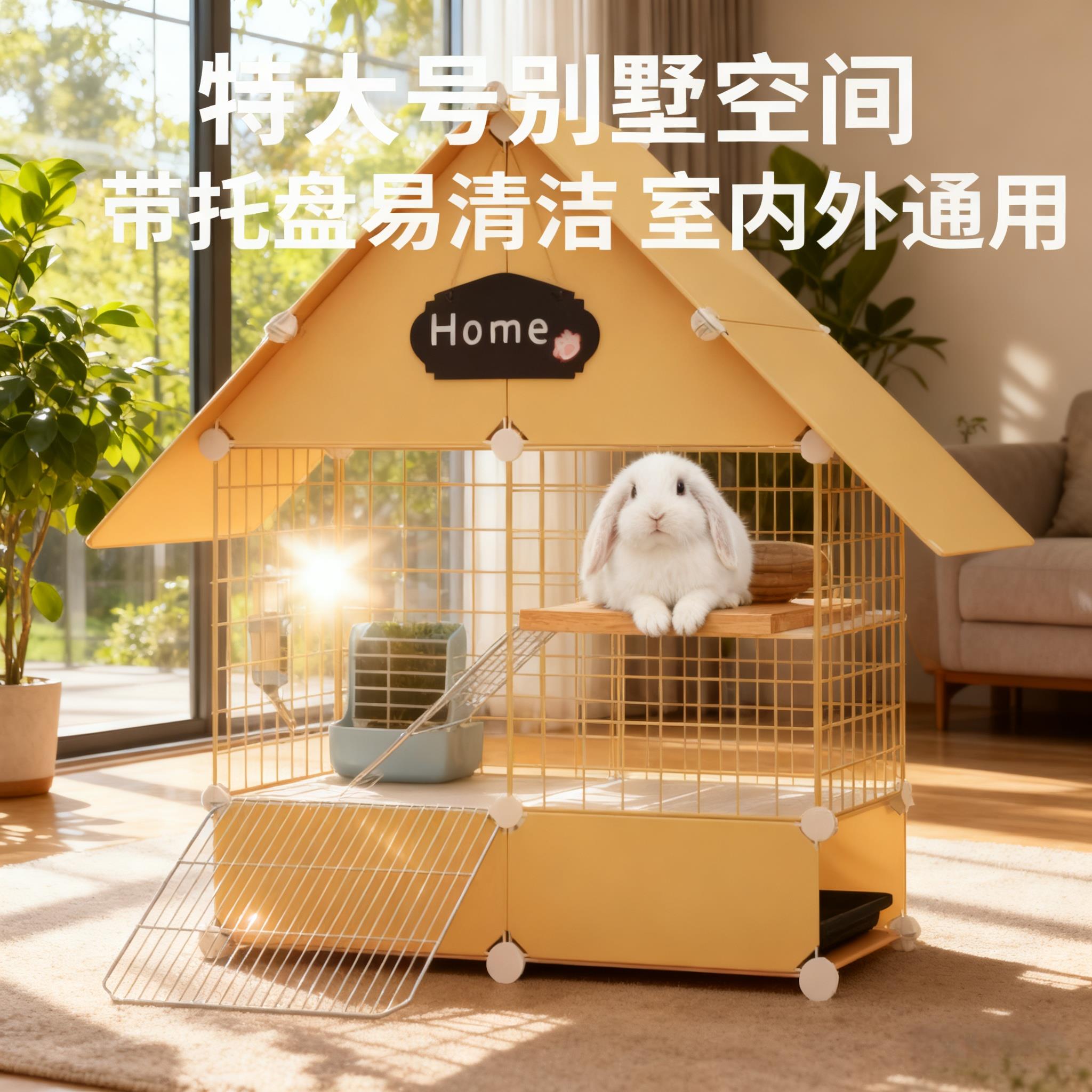 小宠专用室内兔子笼家用荷兰猪仓鼠房子特大号别墅带托盘兔笼窝用
