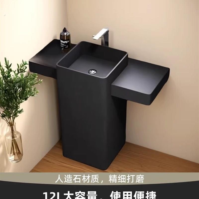 民宿立柱式洗脸盆人造石落地式台面一体盆酒店工程卫生间洗漱盆