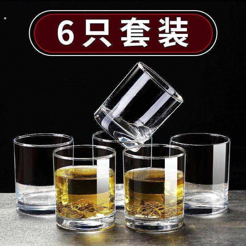 6只装加厚耐热带把玻璃杯水杯子家用透明喝水泡茶杯子啤酒白酒杯