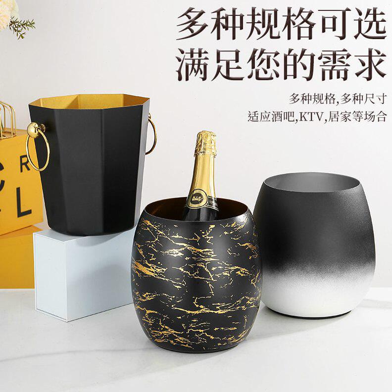 甄选创意水滴形八角不锈钢冰桶颜值红酒啤酒冰块桶酒吧KTV冰镇桶