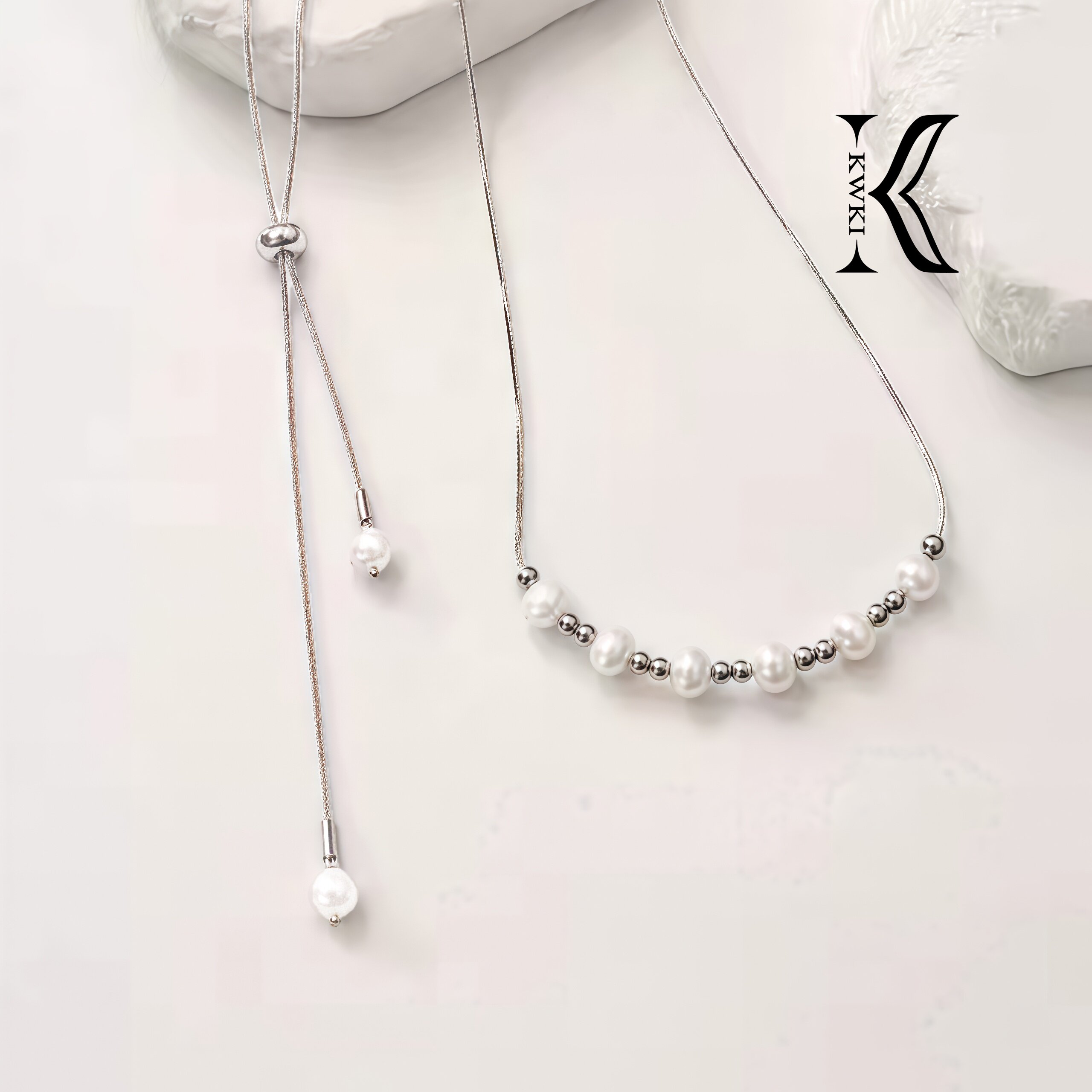 kwki轻奢小众设计感珍珠锁骨链