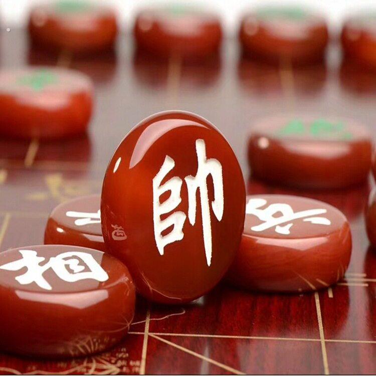 玛瑙中国象棋天然玉髓套装棋盘爸爸父亲节礼品巴西红玛瑙玉石象棋