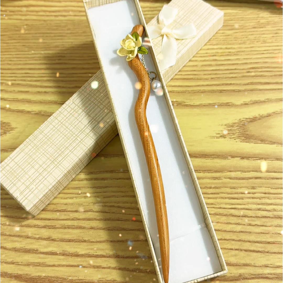 新中式手工桃木发簪简约古风高级檀木木簪簪子木质中式日常盘发