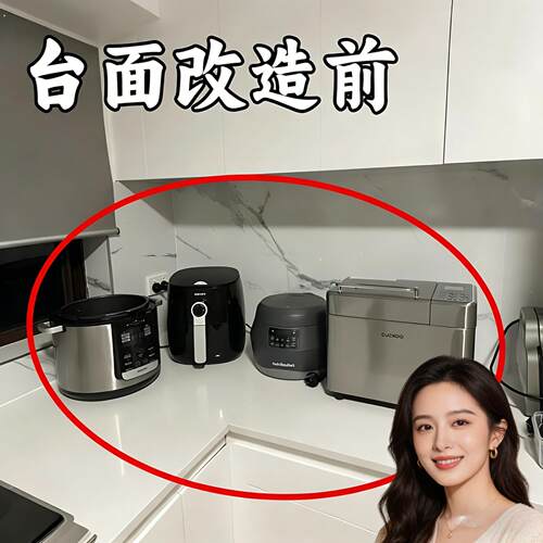 台面改造成功！家用台面烤箱电饭煲收纳架可伸缩收纳脸盆架