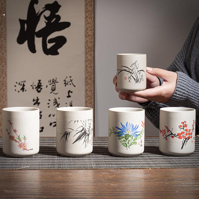 复古主人杯粗陶茶杯大容量杯子喝茶杯大号陶瓷白酒杯修行茶杯茶盏