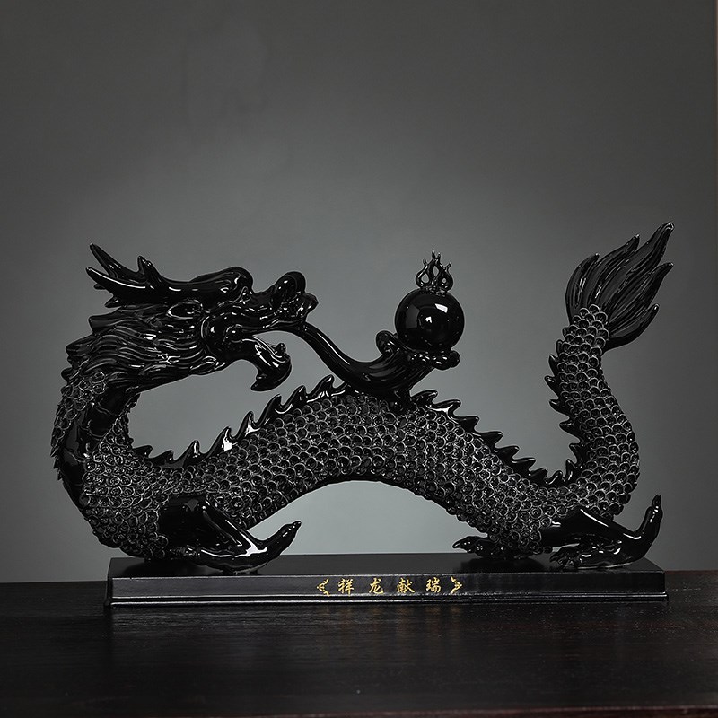 陶瓷龙摆件手工龙鳞生肖龙雕塑大号祥龙献瑞工艺品酒柜电视柜礼物
