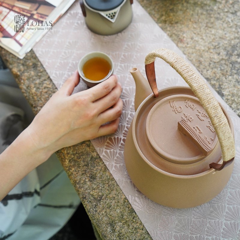 陆宝快雪时晴陶壶煮水壶复古紫铜提梁耐热烧茶壶围炉煮茶壶烧水壶