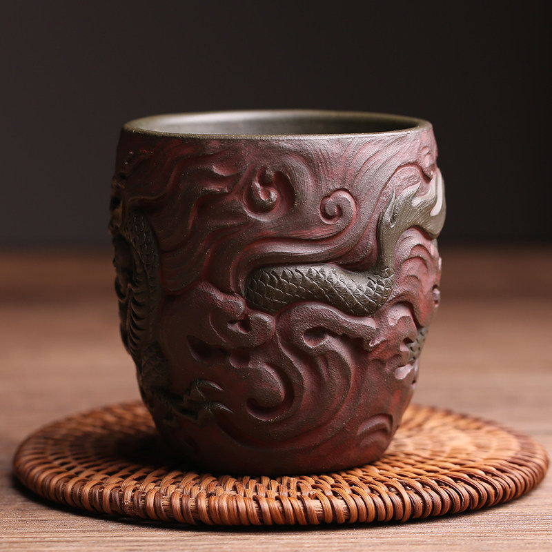 宜兴原矿紫砂主人杯茶杯龙杯名家高水波纯全手工品茗杯功夫茶具