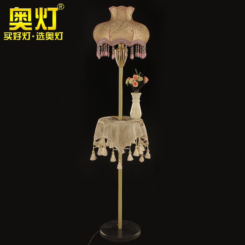 奥灯美式卧室床头立式台灯带桌子欧式客厅沙发置物茶几落地灯L167