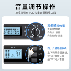 一拖八无线话筒耳麦头戴U段调频一拖四胸麦领夹式舞台演出麦克风