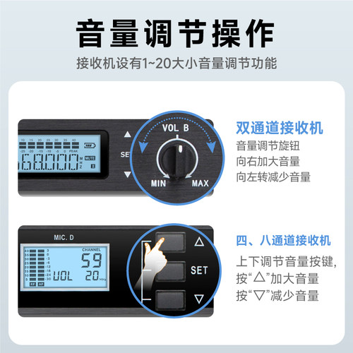 一拖八无线话筒耳麦头戴U段调频一拖四胸麦领夹式舞台演出麦克风