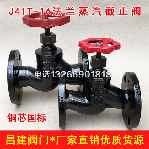 J41T-16法兰截止阀 铸铁铜芯蒸汽截止阀DN20 25 40 50 65 80 100