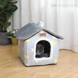 意宠物窝可物拆洗728房子型创猫窝猫犬屋窝封闭式房子宠用品四季