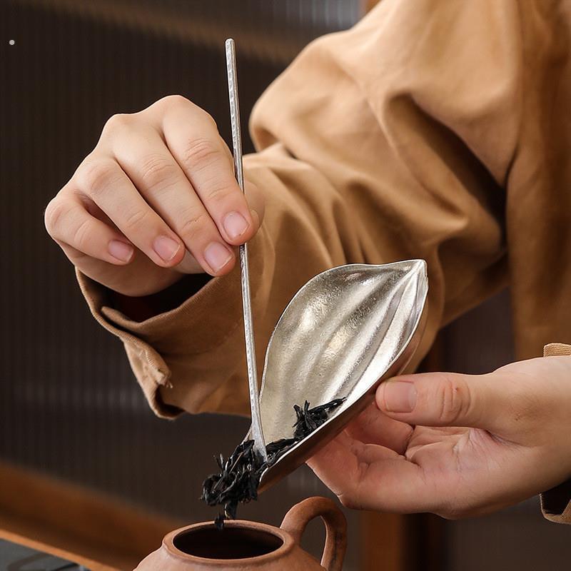 纯钛茶则茶拨两件套茶荷茶勺茶铲分茶器醒茶器茶道六君子茶具配件