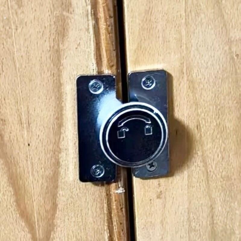 防盗木门门窗迷你门栓黑色安全锁免打孔明装旋扭锁扣插销神器