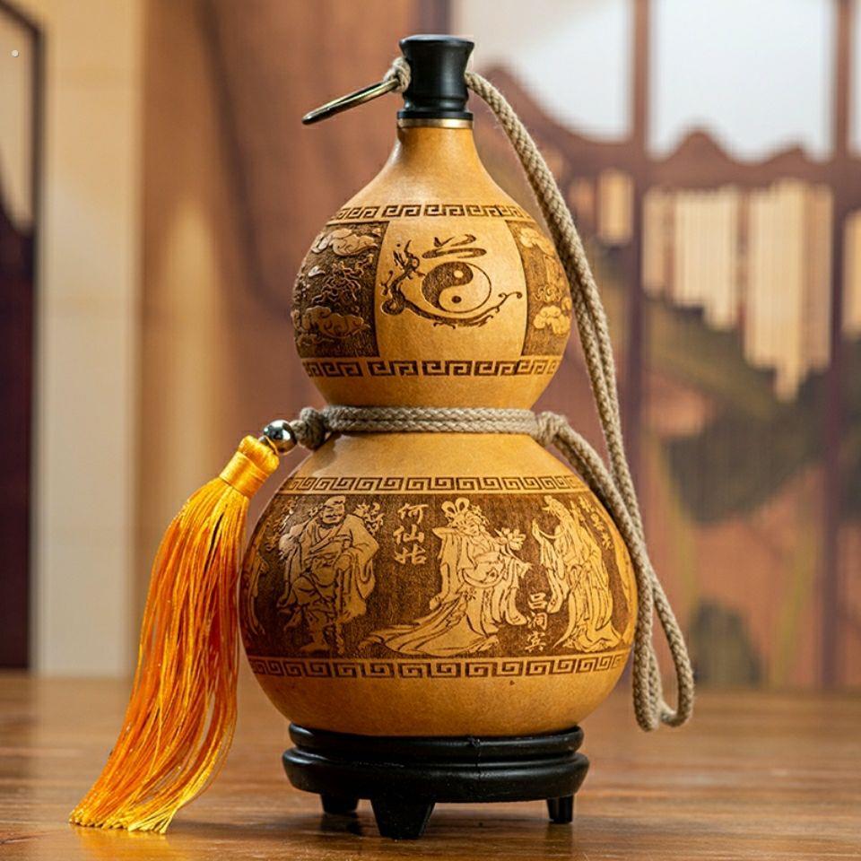 天然酒葫芦开口装酒水容器彷古摆件济公李白户外携带蜂蜡防渗酒壶