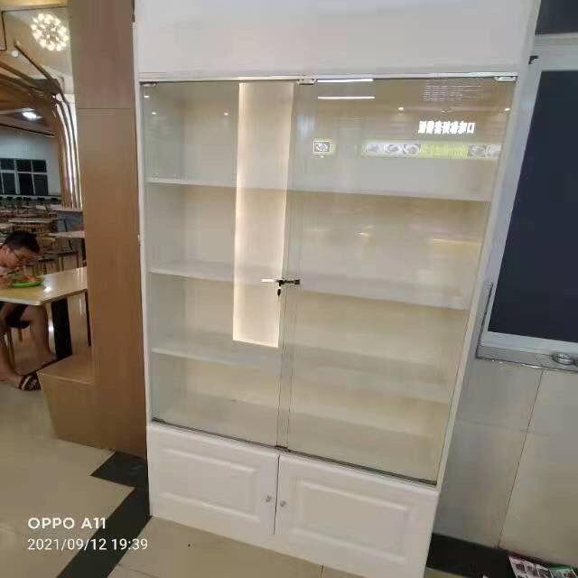 透明玻璃展示柜带锁化妆品展柜美容美甲货柜样品柜模型积分礼品柜
