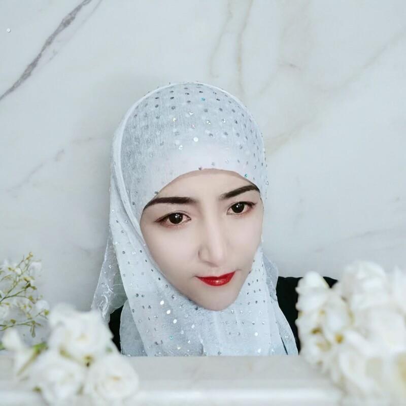 (方格盖头)夏季妈妈款小方格盖头轻薄透气凉快的一款纱巾