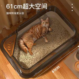 超大号厕所猫沙盆子半封闭防外溅屎盆小号全开放巨型