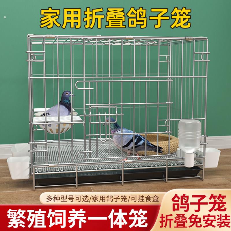 家用养鸽专用笼 可配对大号繁殖鸽子笼 折叠式鸽舍附饮水器与草窝