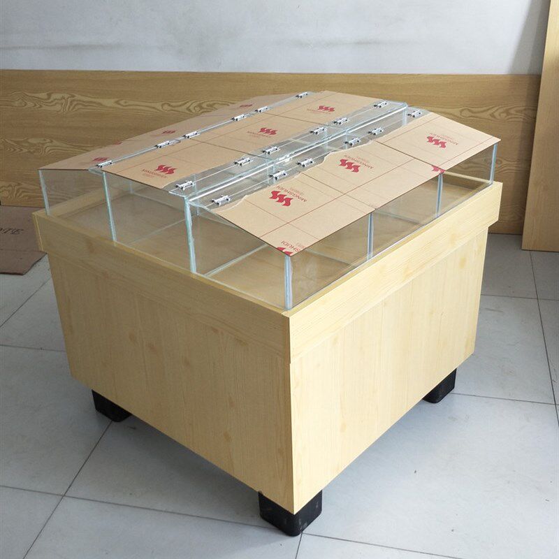 木质茶叶礼品展示柜茶叶店中岛柜台玻璃展柜商用靠墙柜子陈列柜