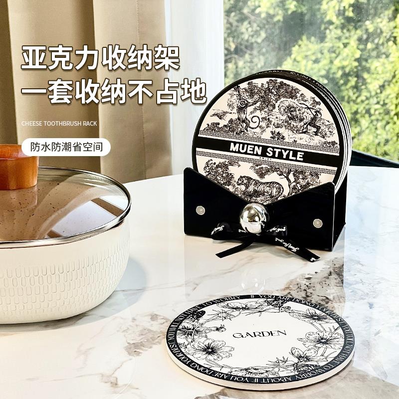 尊慕斯锅中古风垫隔热垫厨房陶瓷耐高温高级感餐桌饭桌创意防烫垫