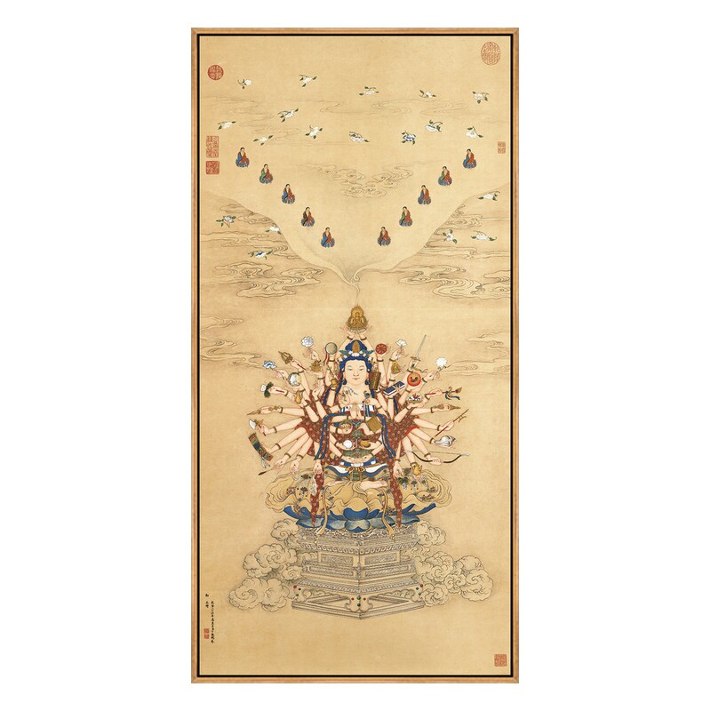 全堂佛像挂画千手观音菩萨画像新中式客厅装饰画禅意茶室老人房画