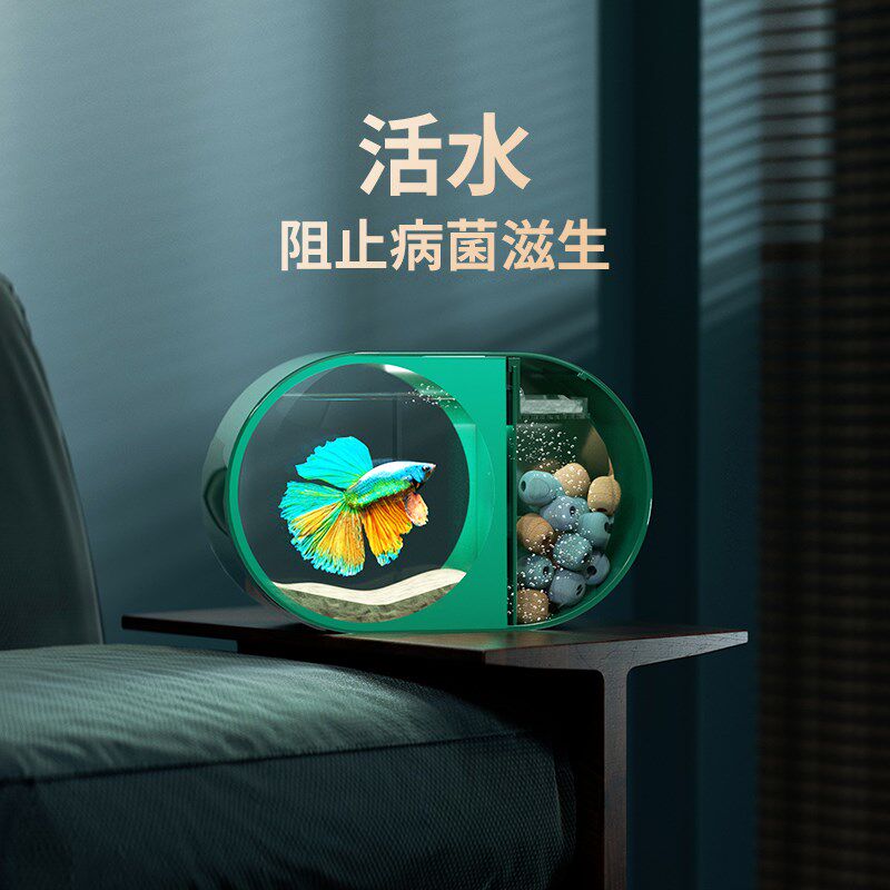 斗鱼专用小鱼缸泰国观赏鱼繁殖一体生态创意造景养中国斗鱼的缸