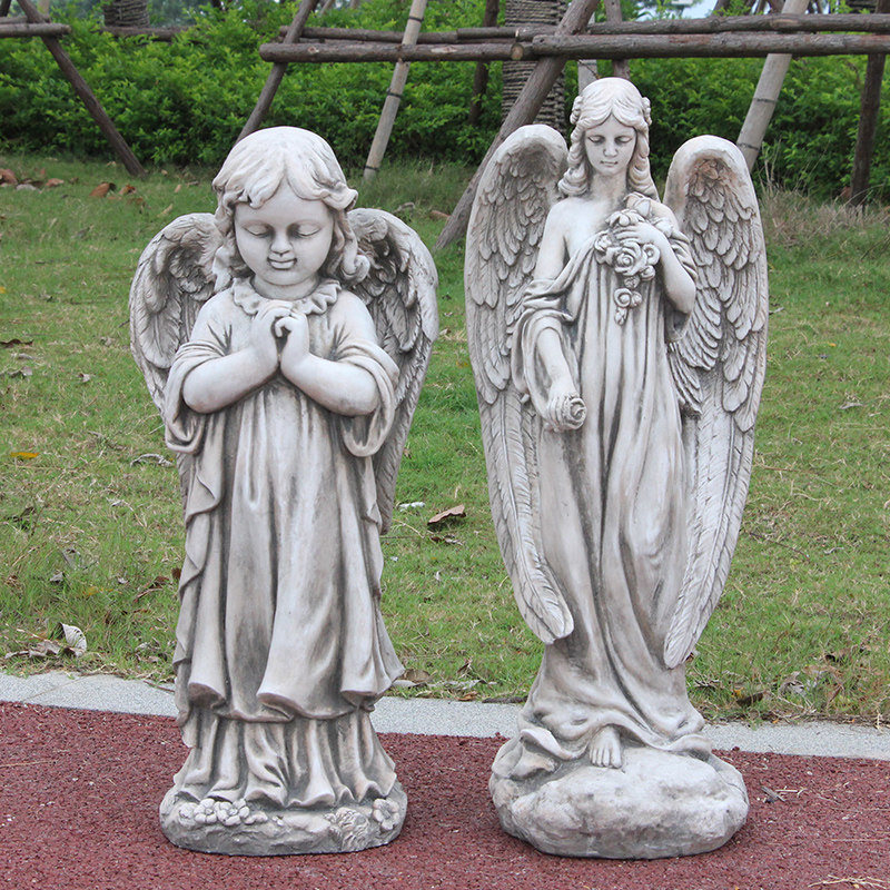 欧式庭院教堂祈祷天使雕塑人物家居装饰落地玻璃纤维材质婚庆道具
