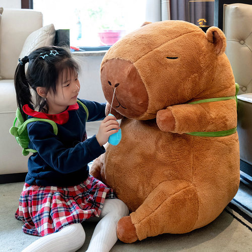 皮巴拉毛绒玩具抱枕水豚网红可爱公仔玩偶吐泡泡乌龟鼻涕女孩
