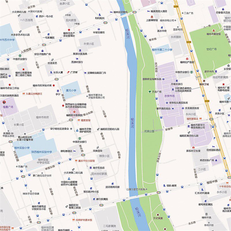 2024新款榆林市城区地图办公室挂图高清防水墙壁装饰实物推荐定制