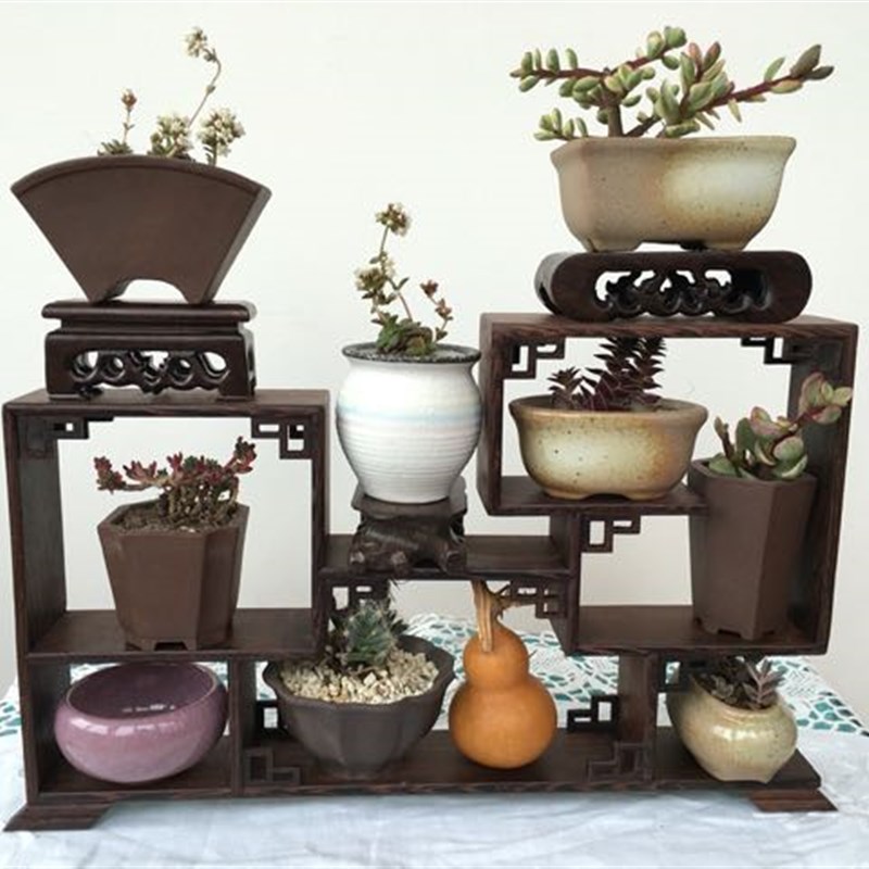 实木中式小博古架鸡翅木茶壶架底座家居客厅饰品紫砂壶茶具架 子