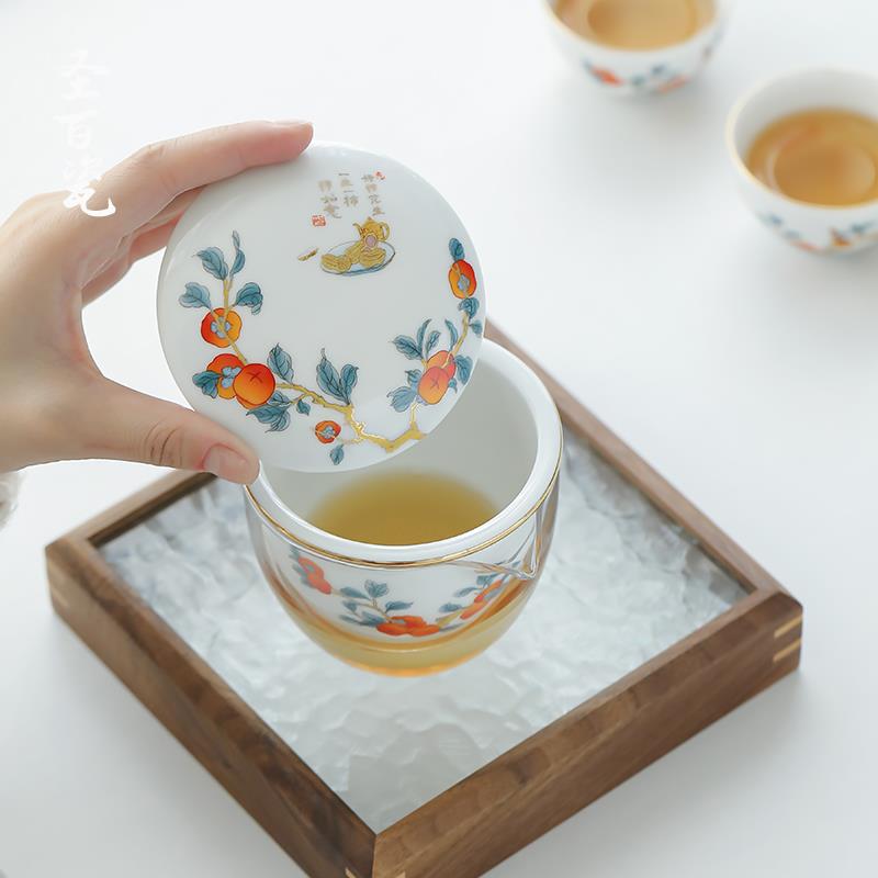 好事发生旅行茶具便携式陶瓷耐热玻璃茶水分离快客杯防烫一壶三杯