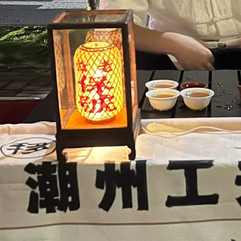 潮汕孙漂亮迷你发光高照灯笼竹编油纸迷你文字可定制