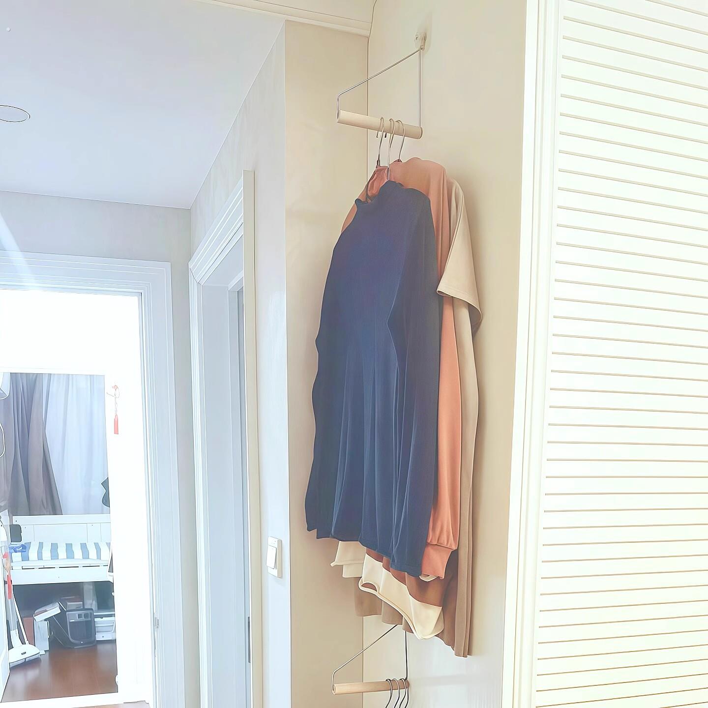 柜子侧面挂架衣架挂墙式免打孔出租屋简易衣架挂衣服的杆子架子厂